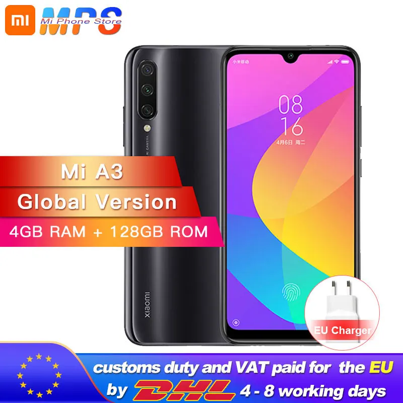 Глобальная версия Xiaomi mi A3 4 Гб 128 Смартфон Snapdragon 665 Восьмиядерный 6 088 "AMOLED экран 48
