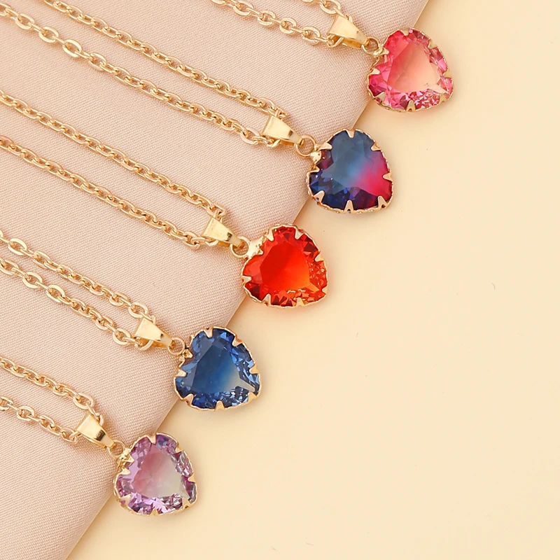 2021 Fashion Crystal Pendant Necklace Colorful Heart-shaped Lady Necklace Temperament Personality Fashion Jewelry
2021 Fashion Crystal Pendant Necklace Colorful Heart-shaped Lady Necklace Temperament Personality Fashion Jewelry
