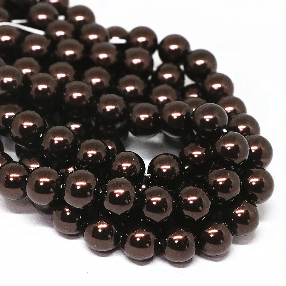 

Hot 4 6 8 10 12 14MM Glass Pearl Chocolate Color Round Imitation Pearls Beads Diy Jewelry Earrings Bracelet Findings Accessories