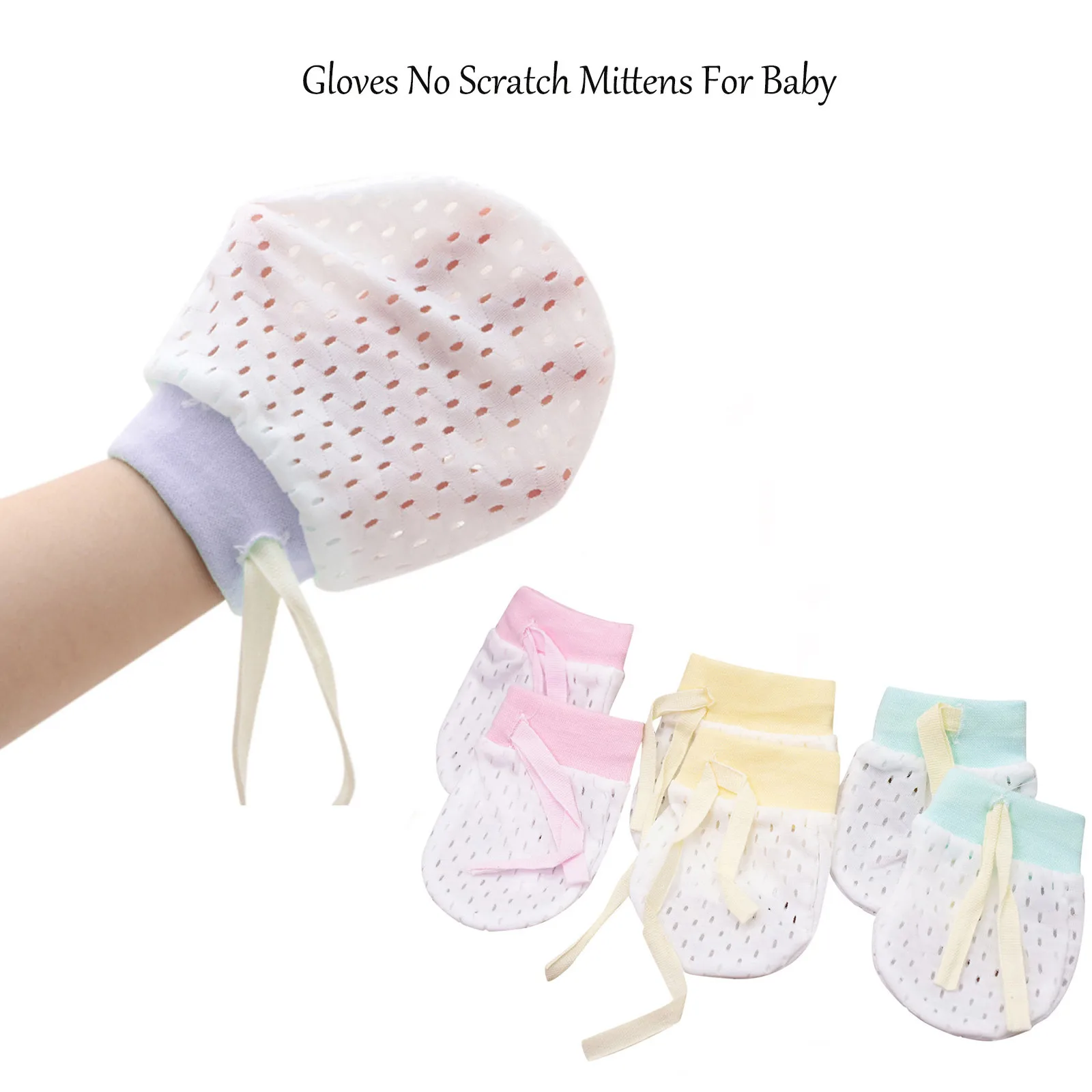 

1 пара хлопковых перчаток для новорожденных мальчиков и девочек, варежки без царапин для мальчиков и девочек 0-6 месяцев, Перчатки для защиты ...
