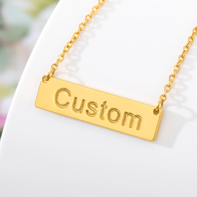 30*8mm Bar Personalized Name Necklace Engrave Name Date Necklaces Rose Gold Hollow heart Pendant For Women Personalized Gift
30*8mm Bar Personalized Name Necklace Engrave Name Date Necklaces Rose Gold Hollow heart Pendant For Women Personalized Gift