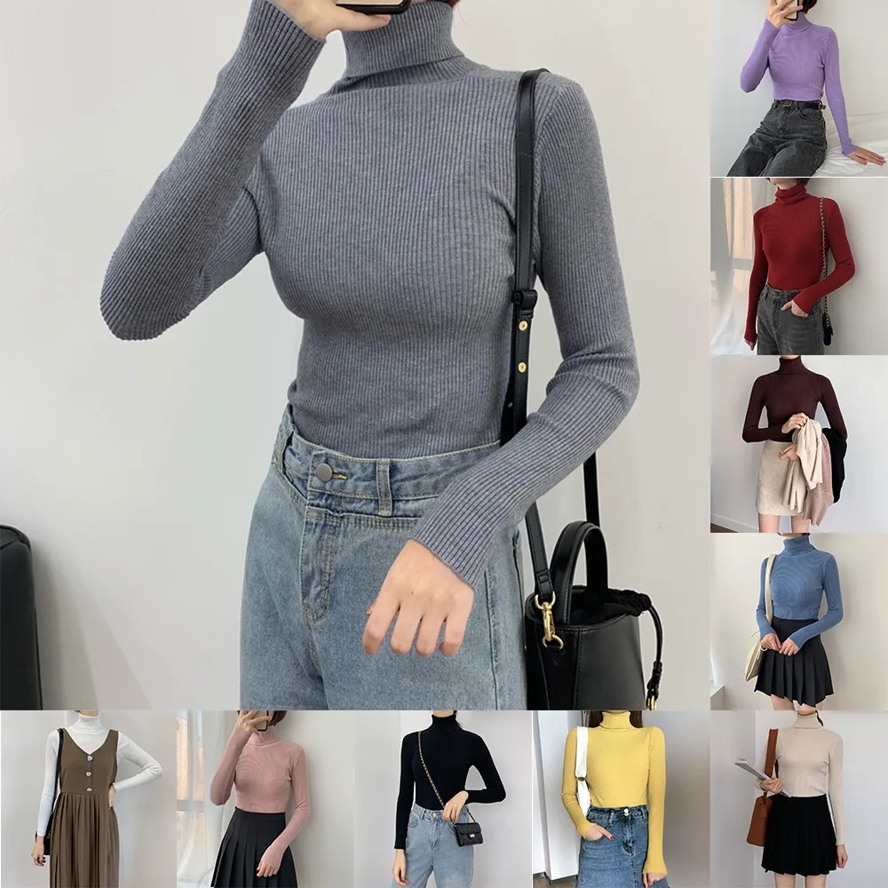 Women Korean Elegant Turtleneck Sweater Slim Soft Pullover Casual Elastic Ribbed Long Sleeve Knit Shirt Office OL Basic Tops
Women Korean Elegant Turtleneck Sweater Slim Soft Pullover Casual Elastic Ribbed Long Sleeve Knit Shirt Office OL Basic Tops