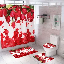Роза Лепесток Душ Шторы крышка для унитаза коврик Ванная комната