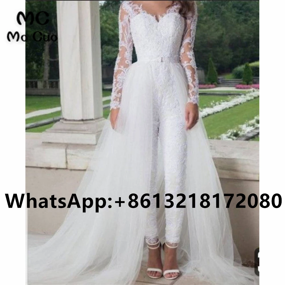2021 Jumpsuit Pants Wedding Dresses Long Lace Appliques V Neck Elastic Satin Tulle Boho vestido de Women Bridal Gowns
2021 Jumpsuit Pants Wedding Dresses Long Lace Appliques V Neck Elastic Satin Tulle Boho vestido de Women Bridal Gowns