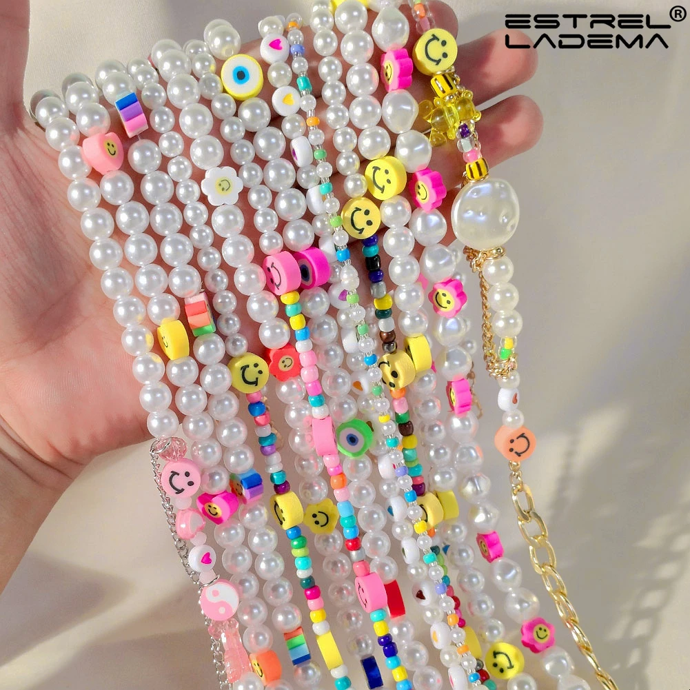 Bohemian Smiley Face Imitation Pearl Beaded Necklace For Women Asymmetric Handmade Rainbow Seed Beads Strand Necklaces Jewelry
Bohemian Smiley Face Imitation Pearl Beaded Necklace For Women Asymmetric Handmade Rainbow Seed Beads Strand Necklaces Jewelry