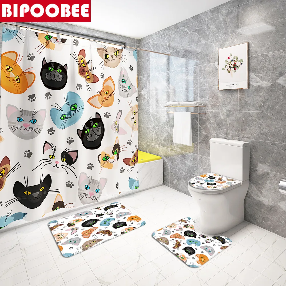 New Cat Funny Shower Curtains Bathroom Curtain with Hooks 3D Print Anti-slip Bath Mats Home Carpet Mat Toilet Lid Covers
New Cat Funny Shower Curtains Bathroom Curtain with Hooks 3D Print Anti-slip Bath Mats Home Carpet Mat Toilet Lid Covers