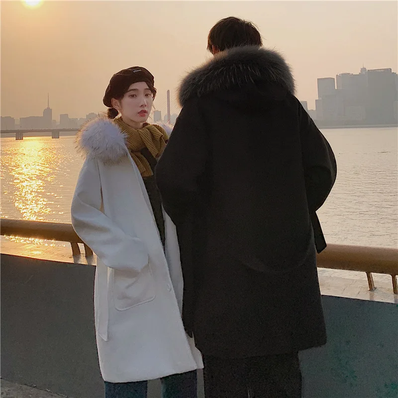 Fur Collar Belt Trench Coat Couple Jacket Long Warm Thick Cotton-Padded Winter Clothing Korean Style Casual Jackets Men Coats
Fur Collar Belt Trench Coat Couple Jacket Long Warm Thick Cotton-Padded Winter Clothing Korean Style Casual Jackets Men Coats