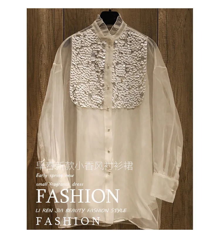 Lady Elegant High Waist Straight Apricot Dress Spring Stand Collar Sequins Semi-transparent Long Sleeve Dress for Women
Lady Elegant High Waist Straight Apricot Dress Spring Stand Collar Sequins Semi-transparent Long Sleeve Dress for Women