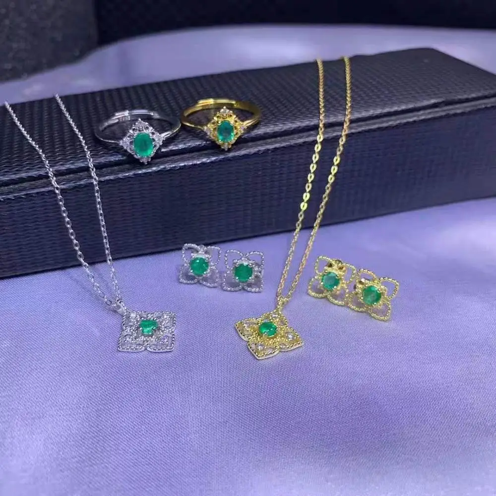 Natural Emerald S925 Perfect Quality Light Luxury Ring Earring Pendant Necklace Fine Fashion Jewelry For Women Free Shipping
Natural Emerald S925 Perfect Quality Light Luxury Ring Earring Pendant Necklace Fine Fashion Jewelry For Women Free Shipping