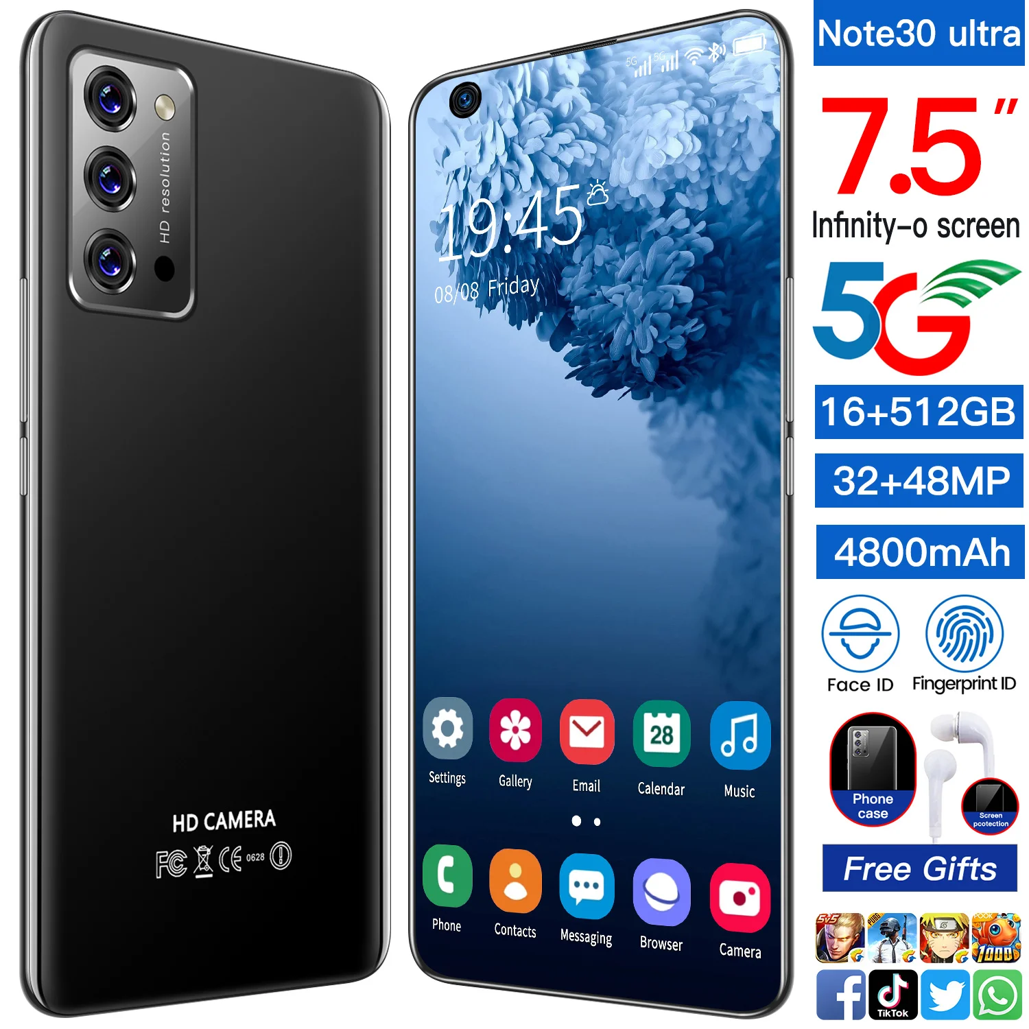 Note30 Ultra 7.5 Inch Smartphone Global Versoin 16+512GB Full Screen 4800mAh Android10 32+48MP Fast Free Shipping 5G Mobilephone
Note30 Ultra 7.5 Inch Smartphone Global Versoin 16+512GB Full Screen 4800mAh Android10 32+48MP Fast Free Shipping 5G Mobilephone
