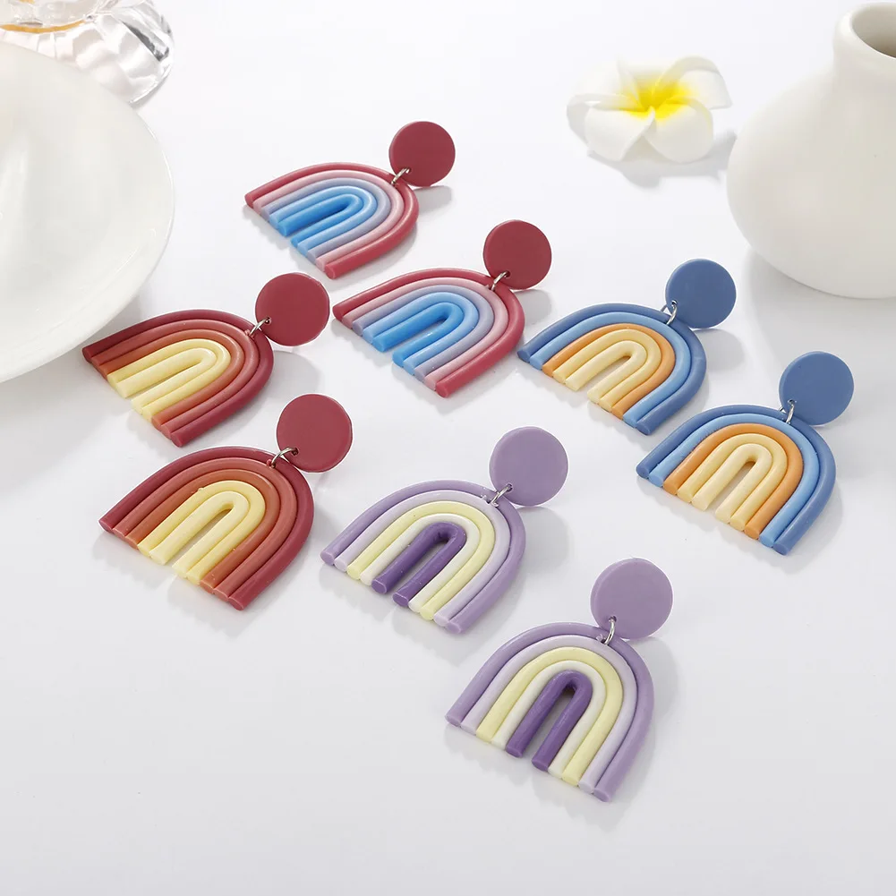 Simple Rainbow Stud Earrings Soft Pottery Stitching Cute Earrings Sweet Geometric Contrast Striped Earrings for Women Jewelry 20
Simple Rainbow Stud Earrings Soft Pottery Stitching Cute Earrings Sweet Geometric Contrast Striped Earrings for Women Jewelry 20