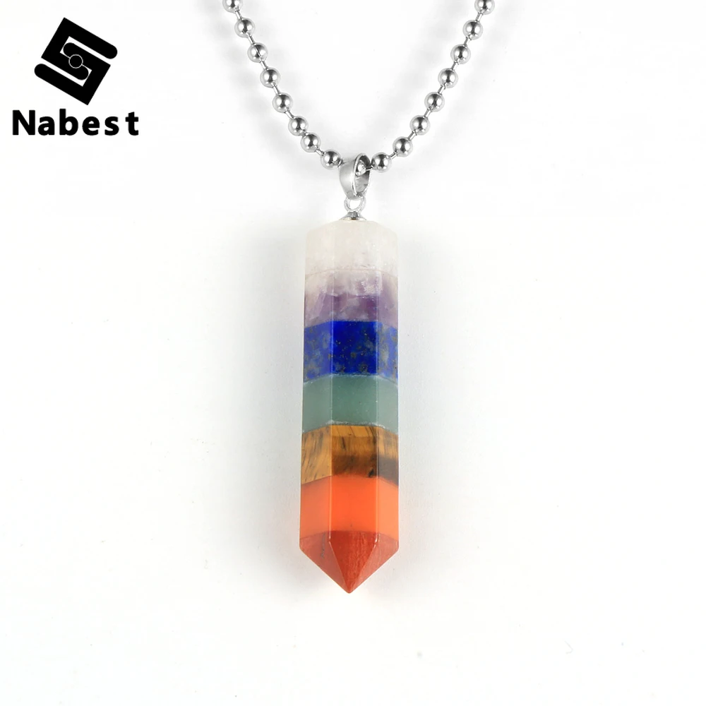 Natural Stone 7 Chakras Bullet Hexagonal Column Pendant Necklace Energy Healing Crystal Divination Pendulum Jewelry For Women
Natural Stone 7 Chakras Bullet Hexagonal Column Pendant Necklace Energy Healing Crystal Divination Pendulum Jewelry For Women