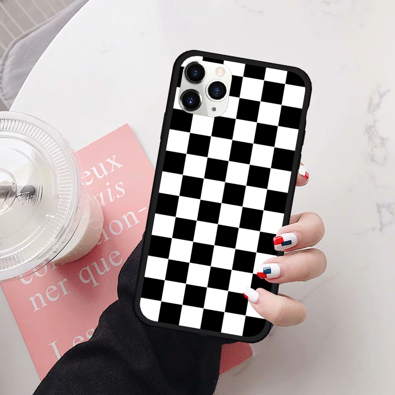 GYKZ клетчатый чехол для Samsung S8 S9 S10 S20 Черный силиконовый мягкий телефона Huawei Mate 20 Pro