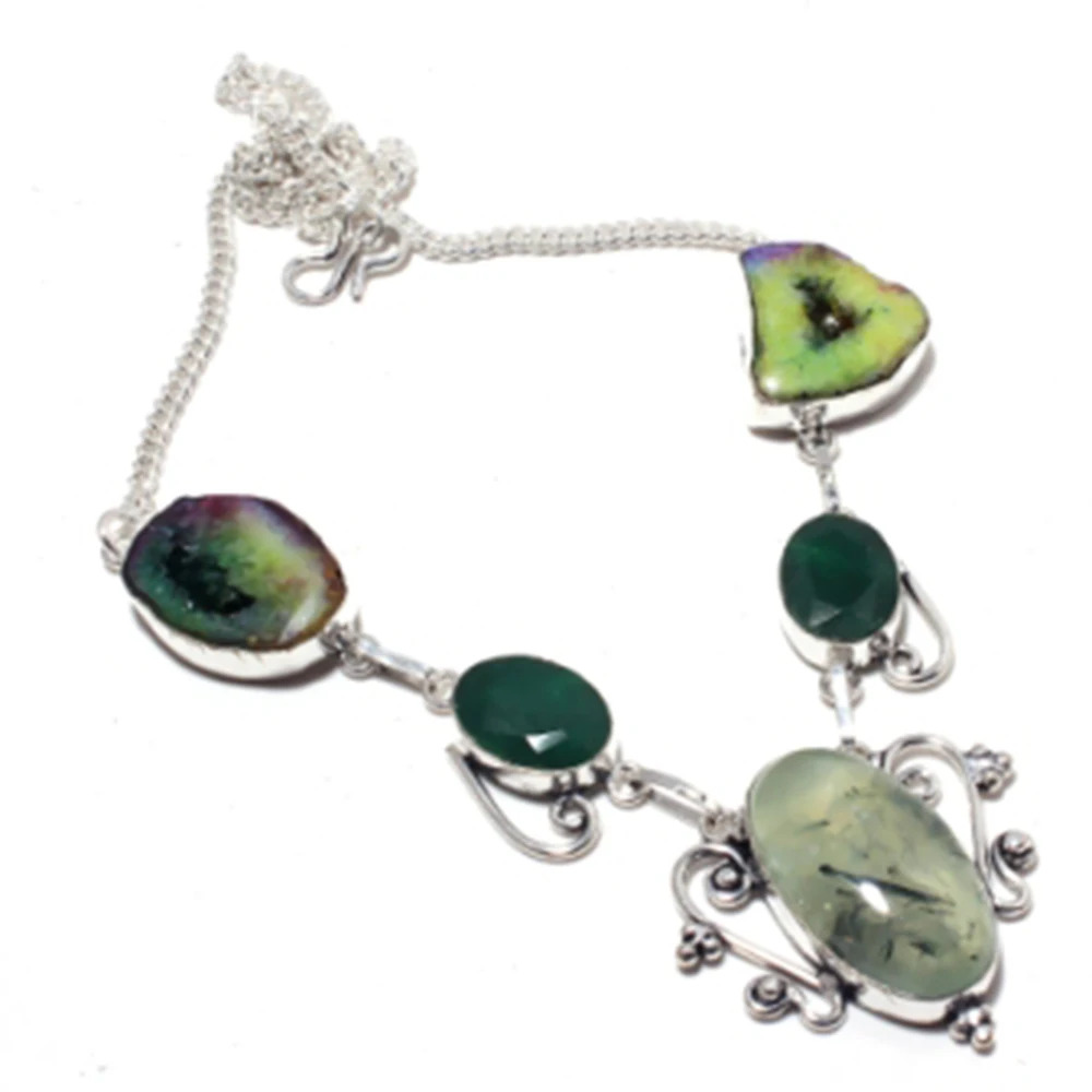Prehnites,Solar Quarts Druzy Necklace Silver Overlay over Copper, 47.5 cm ,N4454
Prehnites,Solar Quarts Druzy Necklace Silver Overlay over Copper, 47.5 cm ,N4454