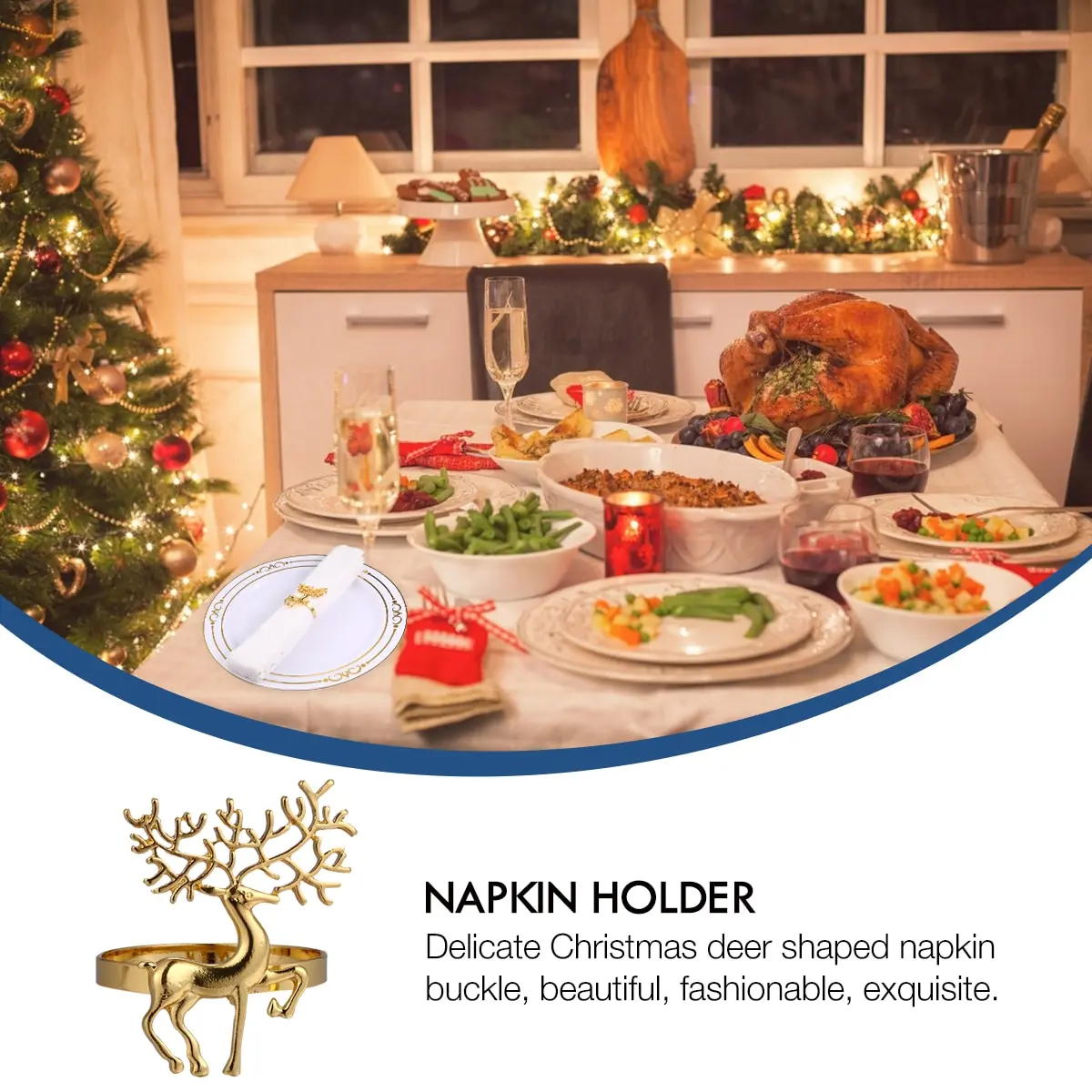 6pcs Christmas Napkin Holder Alloy High-quality Cute Durable Delicate Deer Napkin Ring for Bar Restaurant Christmas Party Dinner
6pcs Christmas Napkin Holder Alloy High-quality Cute Durable Delicate Deer Napkin Ring for Bar Restaurant Christmas Party Dinner