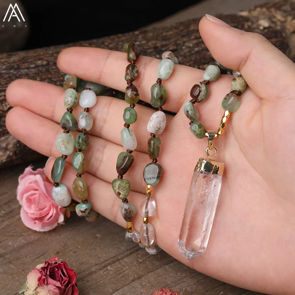 Natural White Quartz Freeform Point Pendant Australian Jades Chip Beads Cord Knotted Yoga Necklace Handmade Meditation Jewelry
Natural White Quartz Freeform Point Pendant Australian Jades Chip Beads Cord Knotted Yoga Necklace Handmade Meditation Jewelry