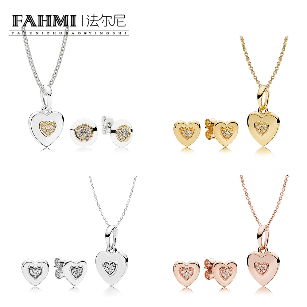FAHMI 100% 925 Sterling Silver 1:1 Rose Shine Logo Heart Necklace Earrings Gift Set Romantic Exquisite Women Gift Jewelry
FAHMI 100% 925 Sterling Silver 1:1 Rose Shine Logo Heart Necklace Earrings Gift Set Romantic Exquisite Women Gift Jewelry