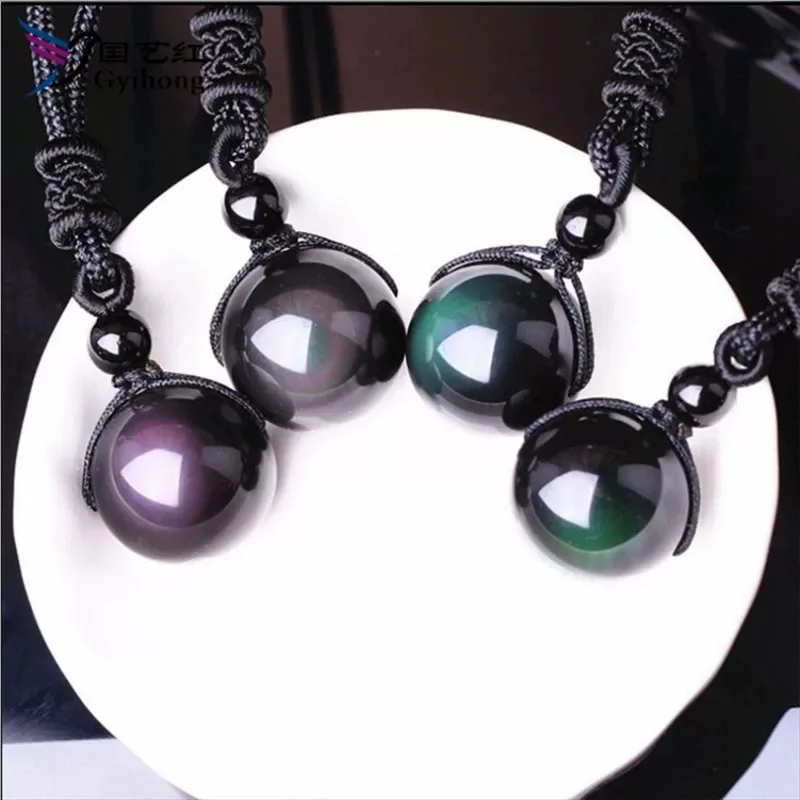 Natural Black Obsidian Rainbow Eye Transfer Beads Pendant Necklace For Women Mens Good Luck Jewelry Hand Weave Rope Necklaces
Natural Black Obsidian Rainbow Eye Transfer Beads Pendant Necklace For Women Mens Good Luck Jewelry Hand Weave Rope Necklaces