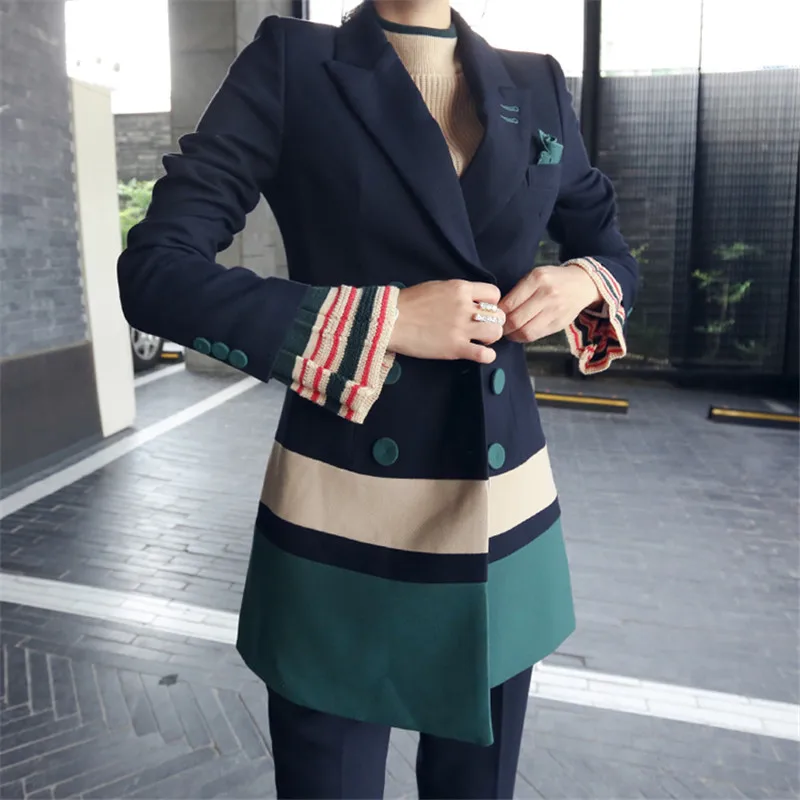 Double Breasted Loose Outfits Women Two Pieces Sets Vintage Slim Patchwork Green Long Blazer + Ankle-Length Pant Suits
Double Breasted Loose Outfits Women Two Pieces Sets Vintage Slim Patchwork Green Long Blazer + Ankle-Length Pant Suits