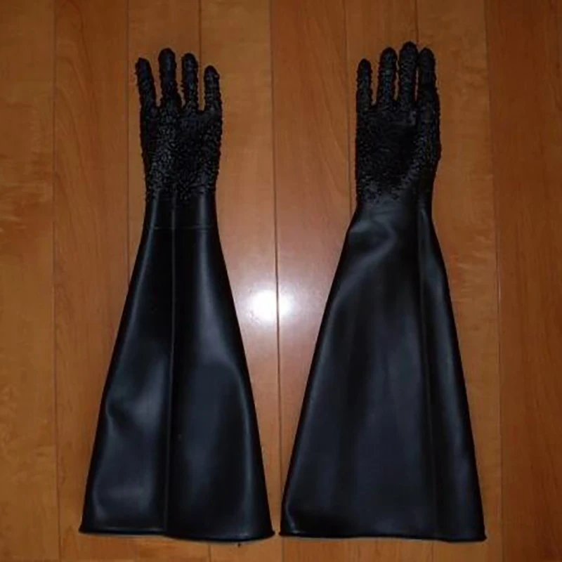 Rubber Black Sandblaster Gloves Stripe Abrasive Sand Blasting Gloves for Blasting Cabinet 65x30cm
Rubber Black Sandblaster Gloves Stripe Abrasive Sand Blasting Gloves for Blasting Cabinet 65x30cm