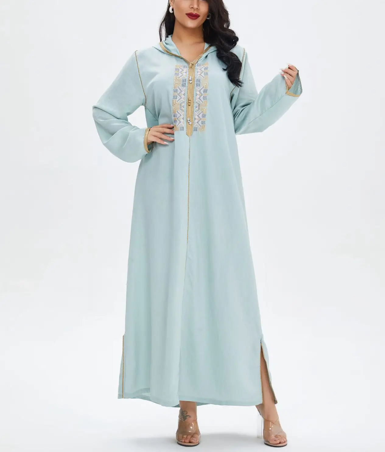 Muslim dress pajamas Dubai women's fashion casual long skirt embroidery big dress large size Middle Eastern robe
Muslim dress pajamas Dubai women's fashion casual long skirt embroidery big dress large size Middle Eastern robe