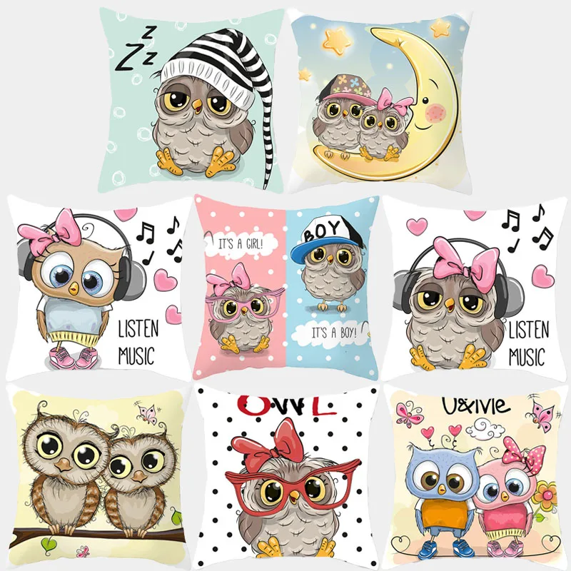 Cartoon Cushion Cover Pillow Case Cute Owl Printed Polyester Decorative Pillowcovers Sofa Cushion Square 45*45 Throw pillow
Cartoon Cushion Cover Pillow Case Cute Owl Printed Polyester Decorative Pillowcovers Sofa Cushion Square 45*45 Throw pillow