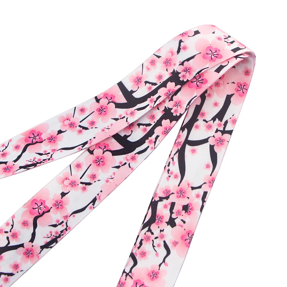 

DZ1315 Pretty Cherry blossoms Lanyards for Key Neck Strap For Card Badge Gym Key Chain Lanyard Key Holder DIY Hang Rope Keychain