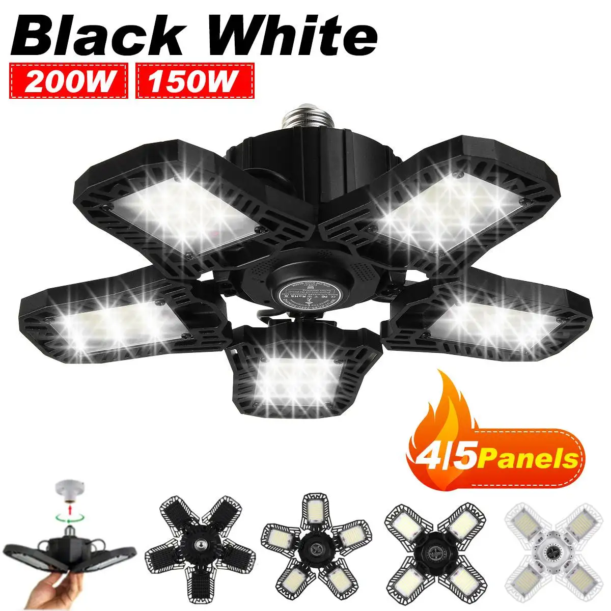 200W LED Garage Lamp E27 LED Bulb 5 Adjustable Fan Blades Garage Light AC85-265V Deform Light Workshop Warehouse Ceiling Light
200W LED Garage Lamp E27 LED Bulb 5 Adjustable Fan Blades Garage Light AC85-265V Deform Light Workshop Warehouse Ceiling Light