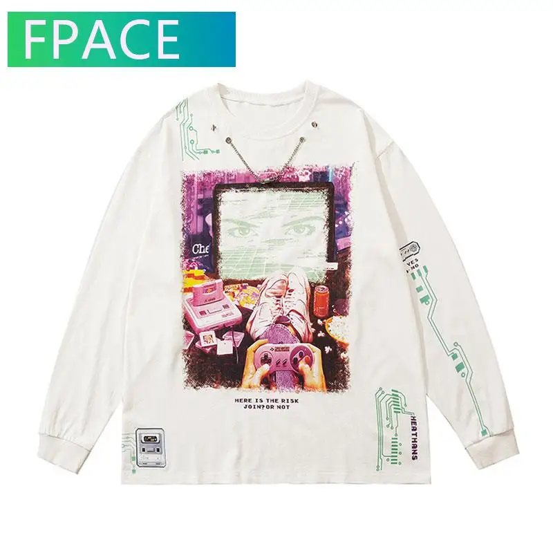 FPACE Tshirts Streetwear Hip Hop Vintage Game Console Print Chain Tees Shirts Mens Harajuku Fashion Cotton Casual Loose Tops
FPACE Tshirts Streetwear Hip Hop Vintage Game Console Print Chain Tees Shirts Mens Harajuku Fashion Cotton Casual Loose Tops