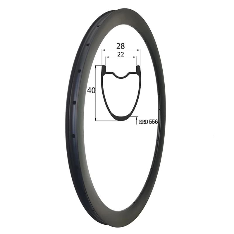 

Hookless Gravel Road Disc Carbon Rims 40mm Depth 28mm Width Bike Wheel Hoops Inner 22mm Tubeless Clincher Bicycle UD 3K 24 28 32