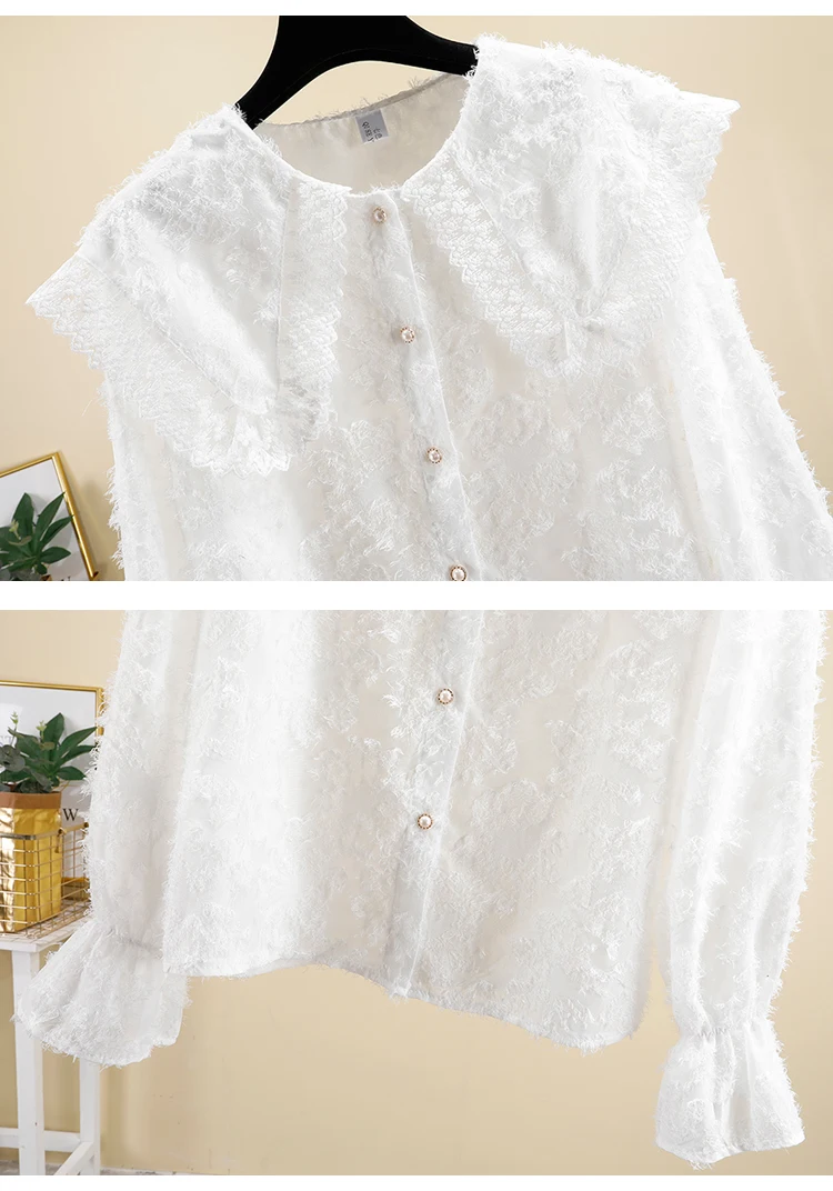 Women's Shirts 2020 Autumn Lace Doll Collar Long Sleeves Casual Shirt Ladies Female Blouse Tops Blusas A3962
Women's Shirts 2020 Autumn Lace Doll Collar Long Sleeves Casual Shirt Ladies Female Blouse Tops Blusas A3962