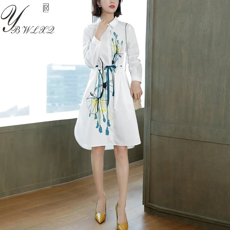 Fashion Elegant White Shirt Dress Women Spring Summer Turn-Down Collar Belt Print Midi Dress Comfort Loose Female Casual Dress
Fashion Elegant White Shirt Dress Women Spring Summer Turn-Down Collar Belt Print Midi Dress Comfort Loose Female Casual Dress