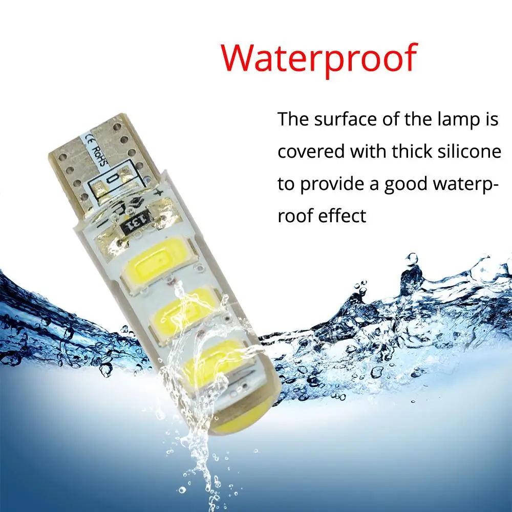 White Car LED T10 W5W DC 12V Canbus 12 SMD Silicone Waterproof 194 Wedge Lights Bulb No Error Led Parking Fog light Auto | Автомобили и