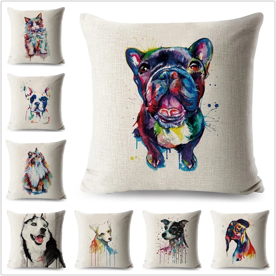 Watercolor Pet Dog Cat Cushion Cover Decor Colorful Cartoon Animals Pillowcase for Sofa Home Polyester Pillow Case45x45cm диван
Watercolor Pet Dog Cat Cushion Cover Decor Colorful Cartoon Animals Pillowcase for Sofa Home Polyester Pillow Case45x45cm диван