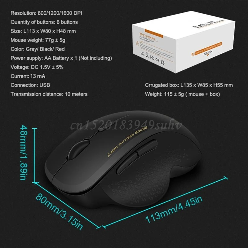 2.4G USB Wireless Mouse Three-gear Adjustable DPI 6 Button Gaming Mouse Noiseless Clicking Business Office Home Silent Mouse
2.4G USB Wireless Mouse Three-gear Adjustable DPI 6 Button Gaming Mouse Noiseless Clicking Business Office Home Silent Mouse