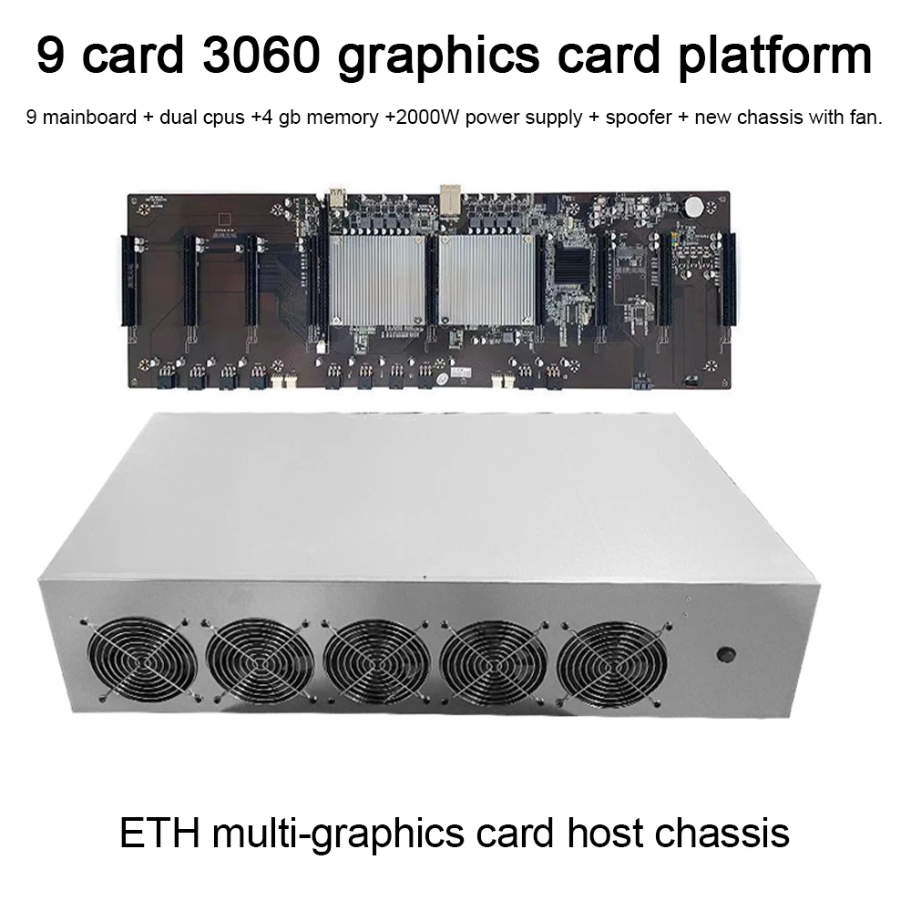 Miner Case BTC-X79 9 GPU Slots 65mm Gap W/ X79 Motherboard for 3060 Video Card Mining ETH ETC ZEC Ethereum Rig Miner Chassis set
Miner Case BTC-X79 9 GPU Slots 65mm Gap W/ X79 Motherboard for 3060 Video Card Mining ETH ETC ZEC Ethereum Rig Miner Chassis set