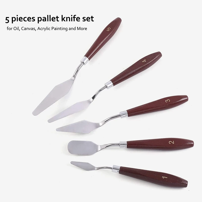 

7Pcs/Set Stainless Steel Oil Painting Knives Artist Crafts Spatula Palette Knife&Acrylic Paint Palette with Thumb Hole