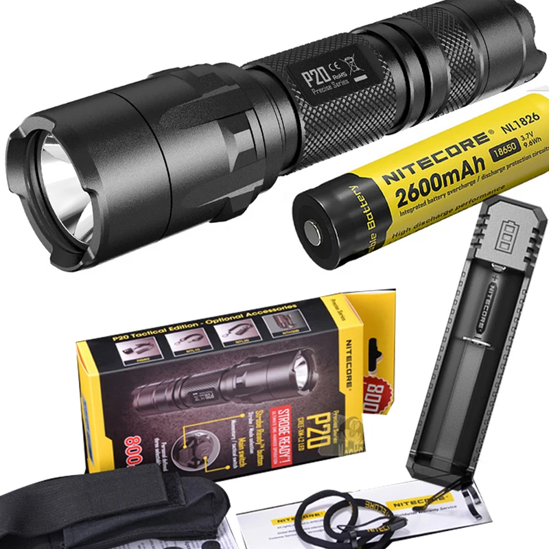 NITECORE P20 800LM стробоскоп готовый тактический фонарь Водонепроницаемый 18650 для