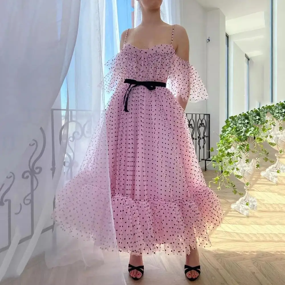 Thinyfull Dot Tulle Prom Dress Off Shoulder Sweetheart Princess High Waist Black Belt Pink Evening Dresses Vestido De Festa 2021
Thinyfull Dot Tulle Prom Dress Off Shoulder Sweetheart Princess High Waist Black Belt Pink Evening Dresses Vestido De Festa 2021