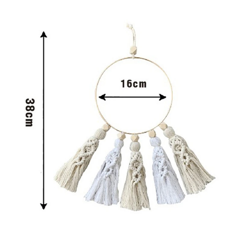 Macrame Wall Hanging Metal Ring Wooden Beads Chic Bohemian Home Decorations for Apartment Bedroom Living Room Dorm Nursery Room
Macrame Wall Hanging Metal Ring Wooden Beads Chic Bohemian Home Decorations for Apartment Bedroom Living Room Dorm Nursery Room