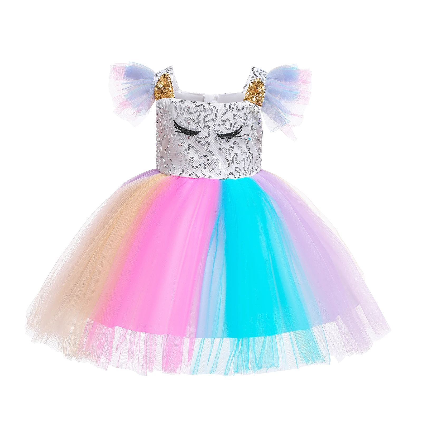 Toddler Color Block Tulle Dress, Summer Baby Girl Cartoon Fly Sleeve Square Collar
Toddler Color Block Tulle Dress, Summer Baby Girl Cartoon Fly Sleeve Square Collar