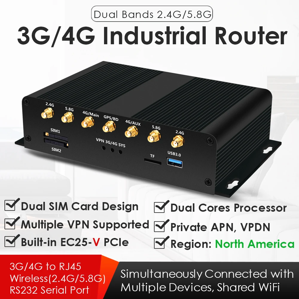Wi Fi роутер промышленный с поддержкой двух SIM карт 4G LTE 2 4 ГГц 5 8 ГГц|3G/4G роутеры| |
