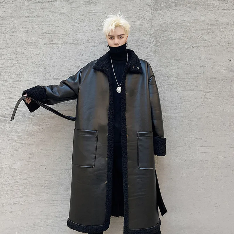 Men's Wear Fashion Chic Fleet Lining Thickened Warm Lamb Wool PU Leather Long Coat Autumn Winter 2021 New Loose Lapel Clothing
Men's Wear Fashion Chic Fleet Lining Thickened Warm Lamb Wool PU Leather Long Coat Autumn Winter 2021 New Loose Lapel Clothing