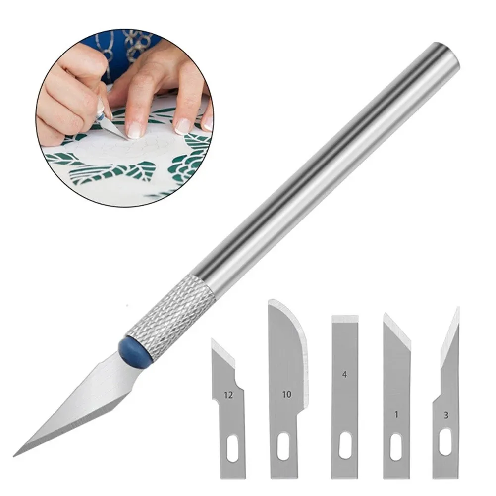 13PCS Metal Handle Scalpel Blade Knives Wood Paper Cutter Craft Pen Engraving Cutting Supplies DIY Stationery Utility Knife.
13PCS Metal Handle Scalpel Blade Knives Wood Paper Cutter Craft Pen Engraving Cutting Supplies DIY Stationery Utility Knife.