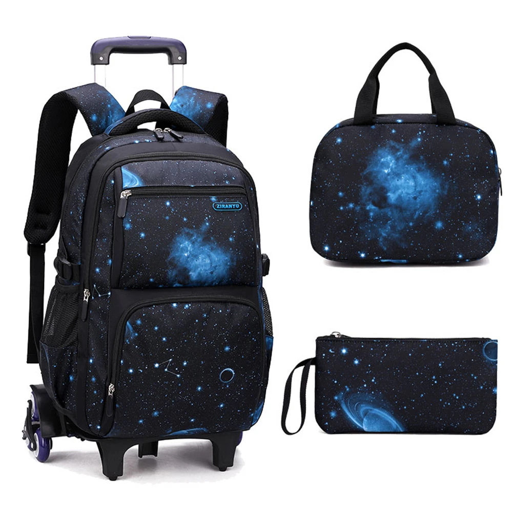 Rolling Backpack for Boys Wheeled Bag with Lunch Box Trolley School Bags Carry On Kids' Luggage Primary Junior High | Багаж и сумки