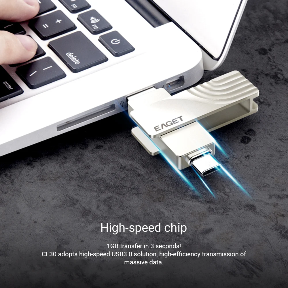 EAGET CF30 2 in 1 64G/128G/256G Type C Flash Drive USB 3.0 Drive Key Mini U Disk Memory Pen Stick for Laptop PC Phone
EAGET CF30 2 in 1 64G/128G/256G Type C Flash Drive USB 3.0 Drive Key Mini U Disk Memory Pen Stick for Laptop PC Phone