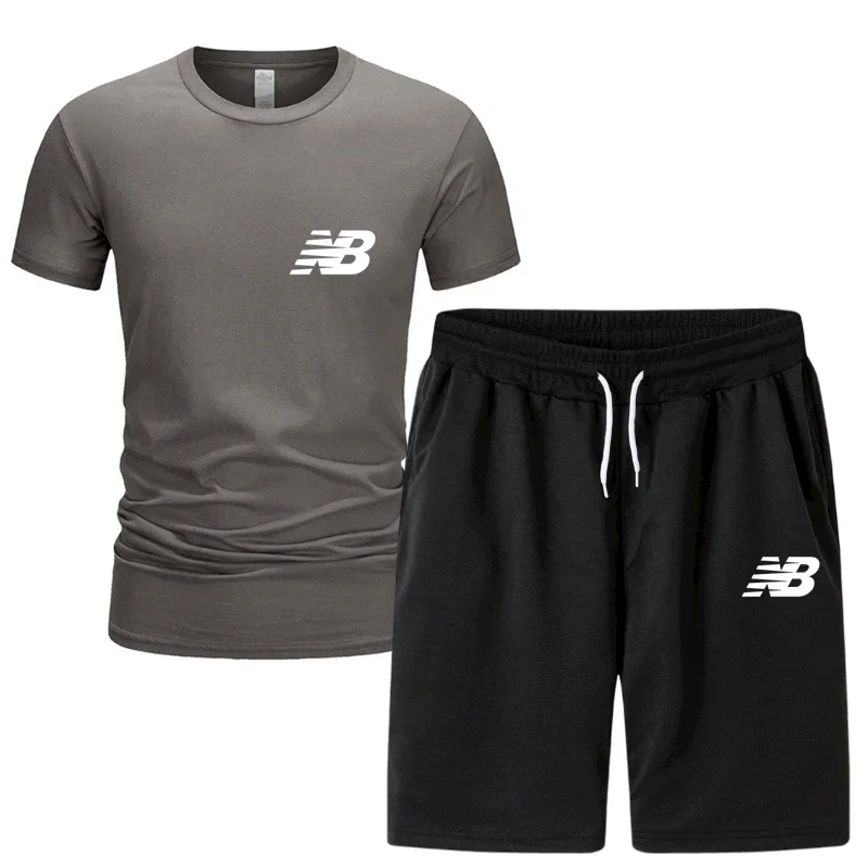 Fashion new brand men's suit sports pure cotton T-shirt + sports shorts suit running sportswear
Fashion new brand men's suit sports pure cotton T-shirt + sports shorts suit running sportswear