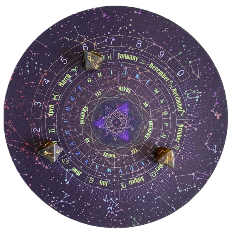 Round Pendulum Divination Tablecloth Ta-rots Card Pad Runes Altar Table Cloth Constellation Magic Board Game Rubber Pad 
Round Pendulum Divination Tablecloth Ta-rots Card Pad Runes Altar Table Cloth Constellation Magic Board Game Rubber Pad