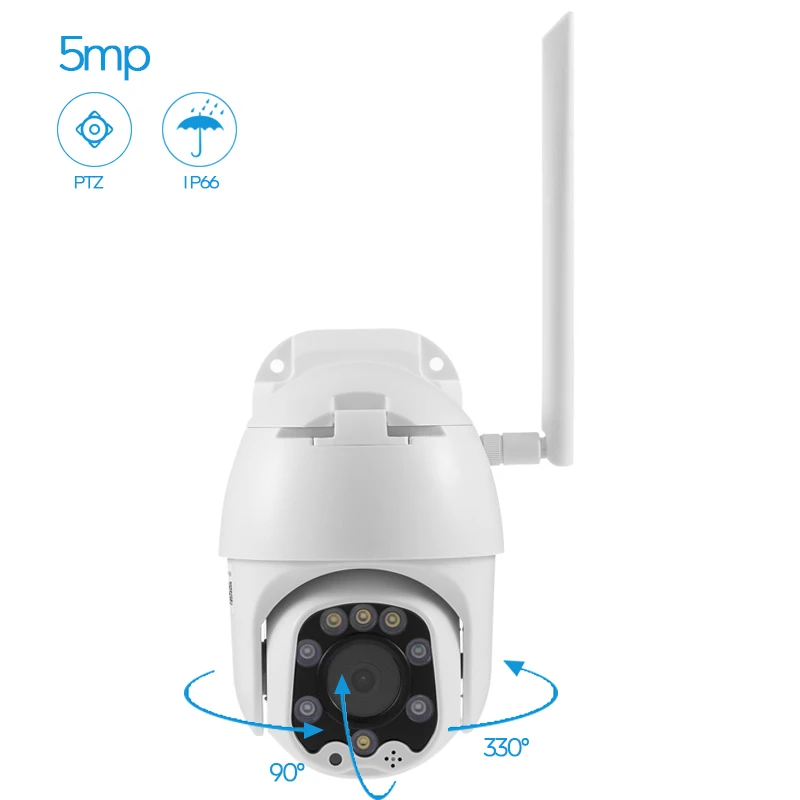 5MP Wireless PTZ IP HD Security Camera Onvif Outdoor Two-Way Audio P2P Motion Detection Surveillance Cameras with WiFi
5MP Wireless PTZ IP HD Security Camera Onvif Outdoor Two-Way Audio P2P Motion Detection Surveillance Cameras with WiFi