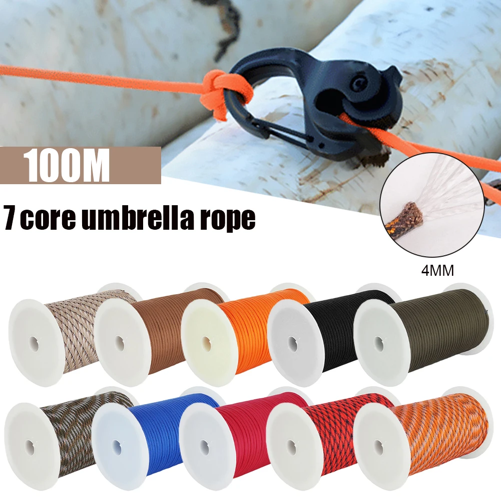100M 550 Military Standard 7-Core Paracord Rope 4mm Outdoor Parachute Cord Survival Umbrella Tent Lanyard Strap Camping Hiking
100M 550 Military Standard 7-Core Paracord Rope 4mm Outdoor Parachute Cord Survival Umbrella Tent Lanyard Strap Camping Hiking